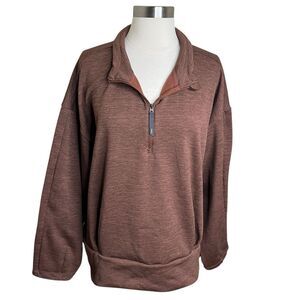 Athleta Sweatshirt Womens 3X Brown Altitude Polartec Half Zip Athleisure Lined